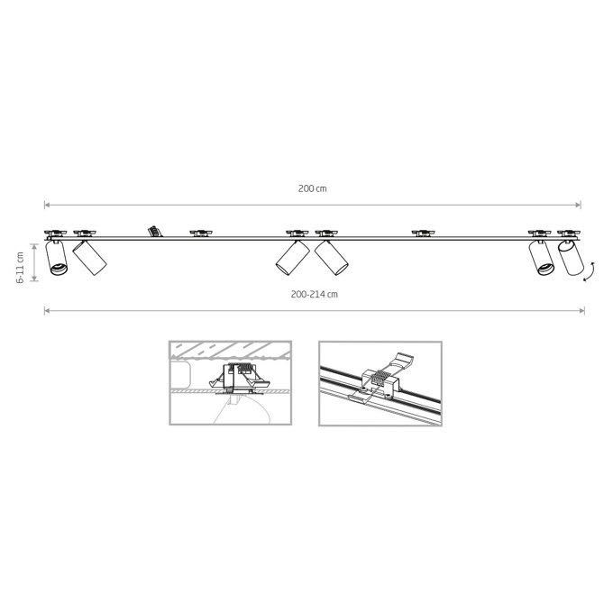 Reflektorowa lampa podtynkowa Mono 7693 downlight nad wyspę czarny