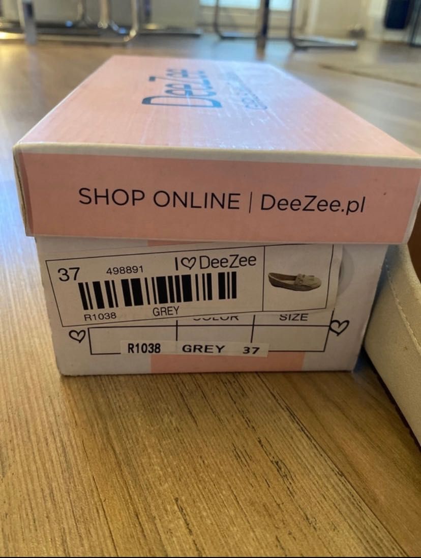 szare mokasyny/półbuty DeeZee, buty na wiosnę, buty na lato
