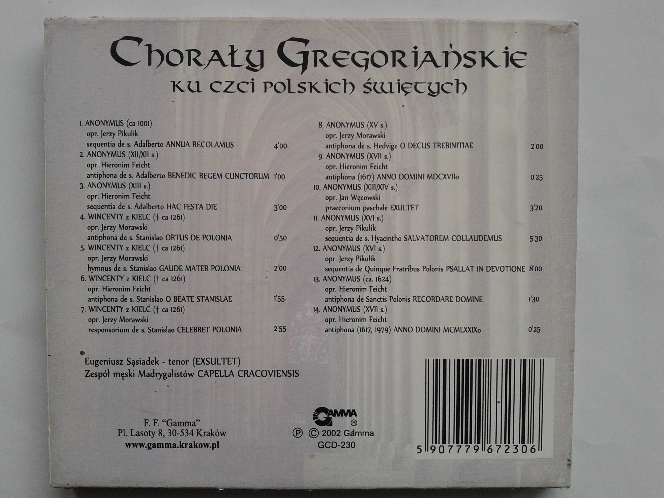 Płyta CD ''Chorały gregoriańskie ku czci polskich świętych''