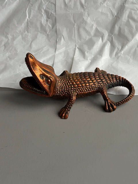 Metalowy KROKODYL Figurka mosiądz OZDOBA