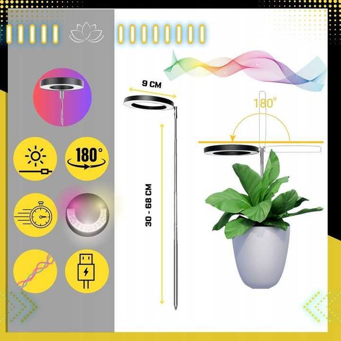 LAMPA LED DLA ROŚLIN Do Uprawy Wzrostu Oświetlenie Żarówka Grow TIMER