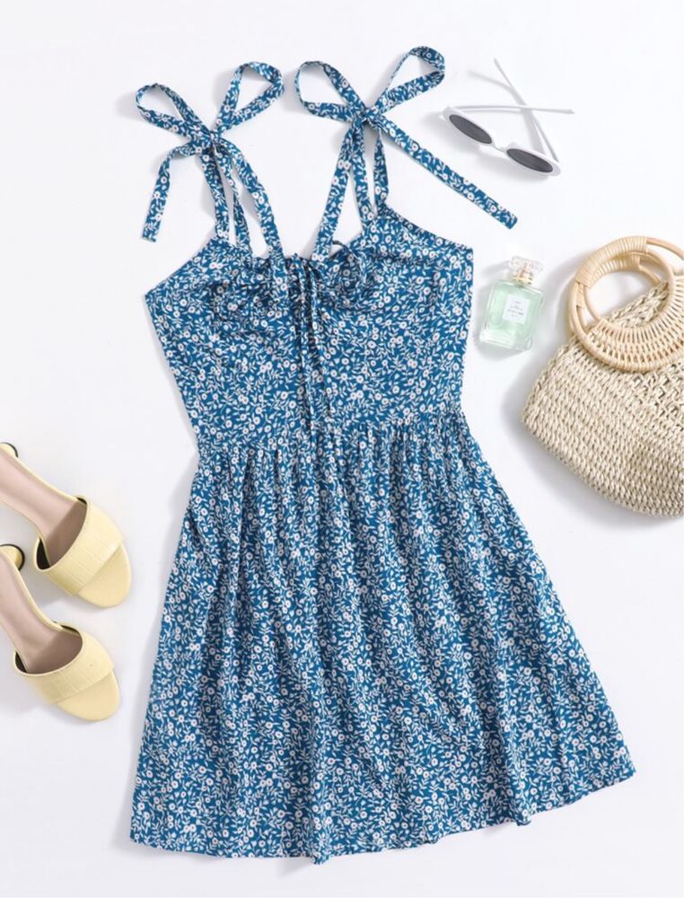 SHEIN letnia sukienka lato plaża wakacje boho floral kwiaty xs ditsy