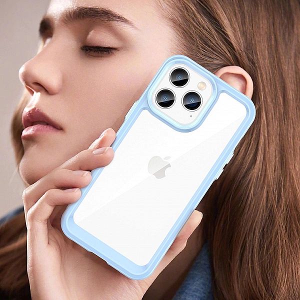 Etui Outer Braders z żelową ramką do iPhone 14 Pro niebieski