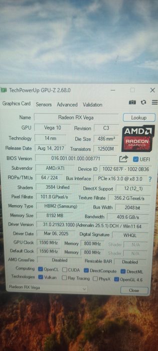 Radeon Vega 56 8gb 2048bit