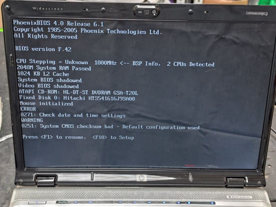 HP Pavillion dv6000 com anomalia