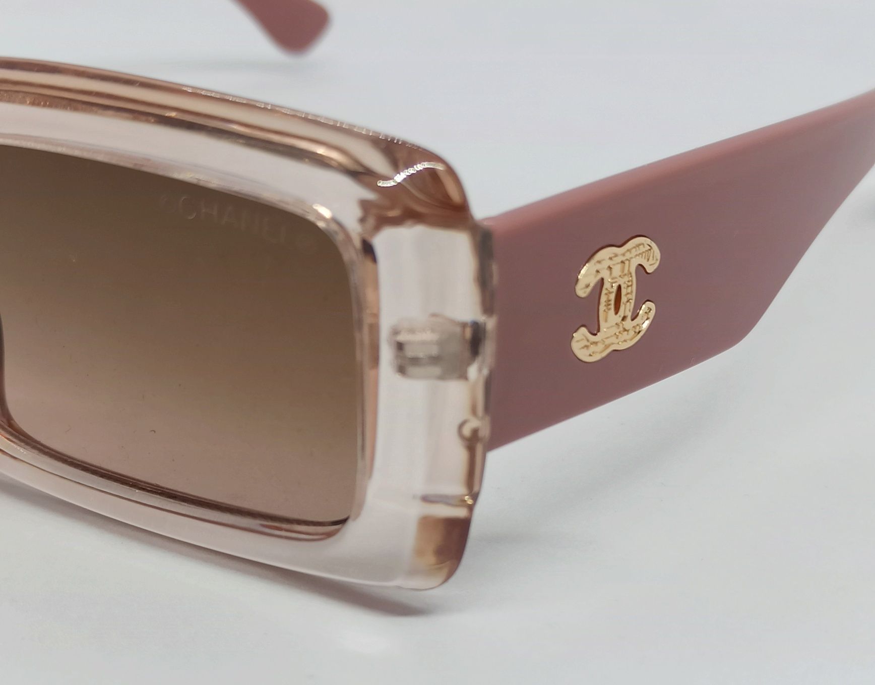 Брендовые очки женские розово пудровые линзы коричневый градиент 2090
