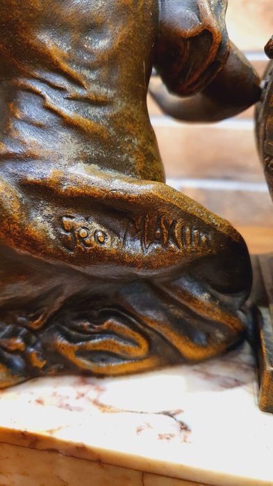 Zegar kominkowy antyk XIX wiek sygnowany Maxim duży+przystawki prezent