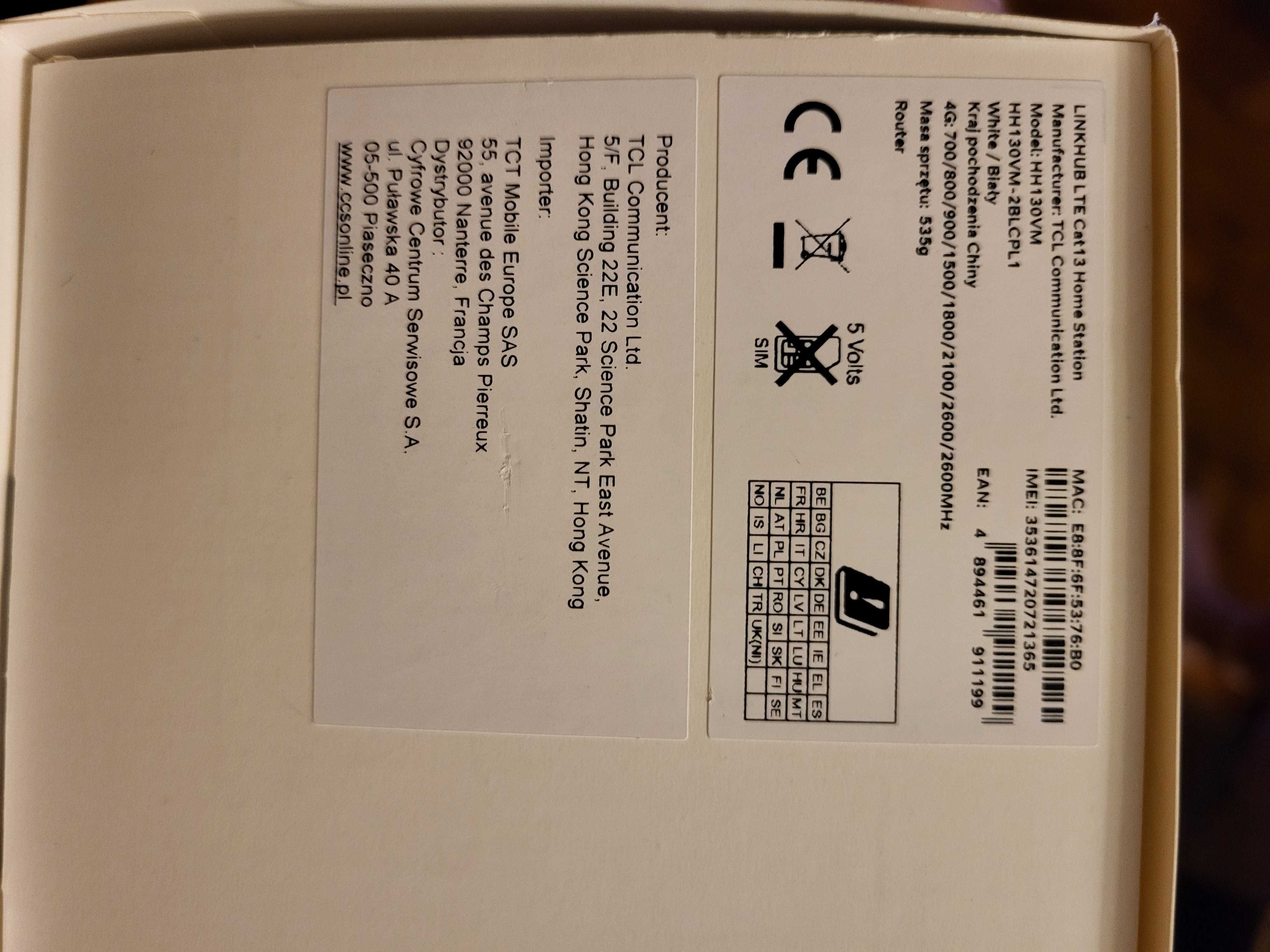 Router TCL LINKHUB LTE Cat13 Home Stationo12