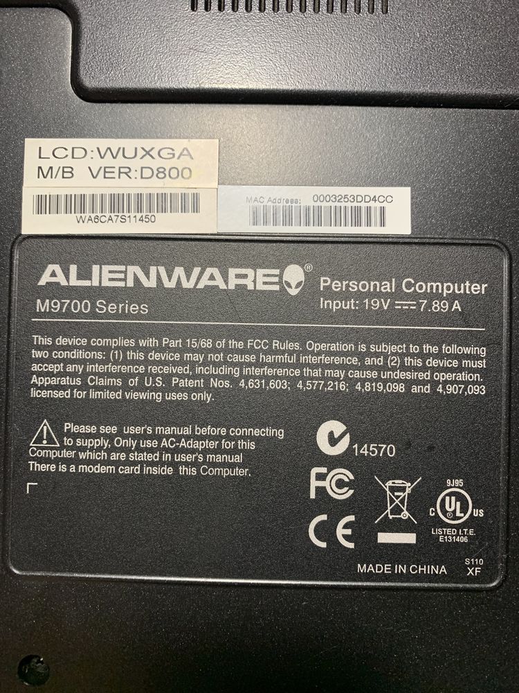Купить запчасти Alienware Aurora m9700