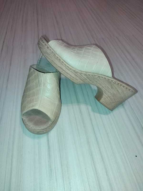 skórzane buty klapki damskie rozm. 39 firmy Lasocki, wyjątkowo lekkie