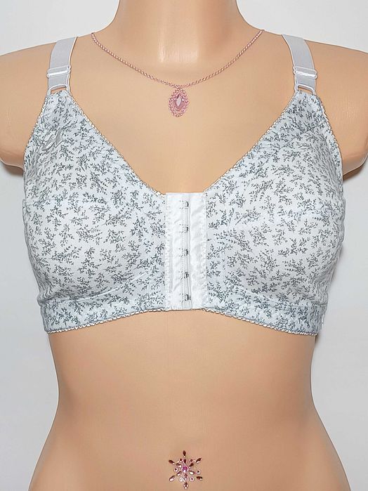 Biustonosz miękki Han zapinany z przodu biały wygodny 95D