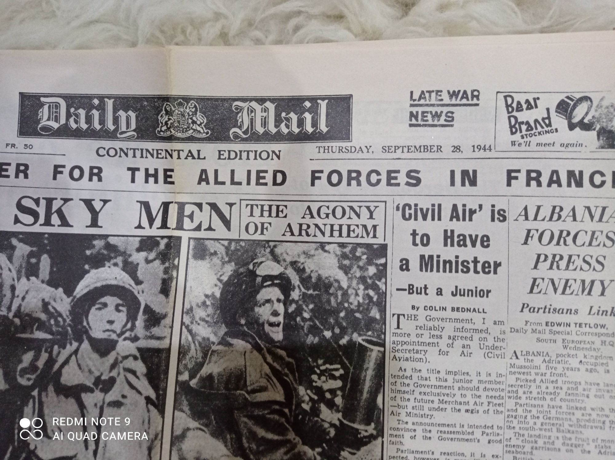 Газета Daily mail 1944 года. Раритет