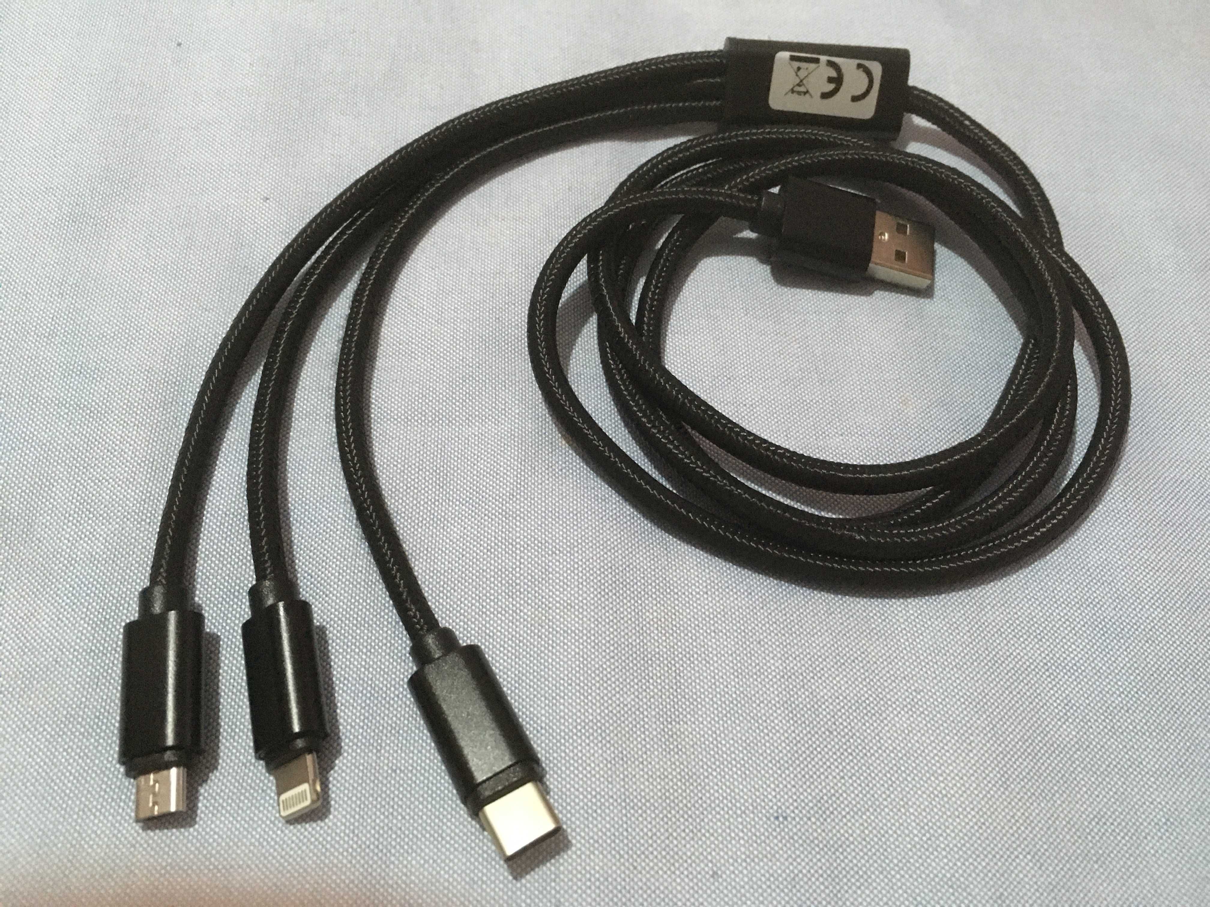 Cabo 3 em 1 Extensível USB (android e iphone)