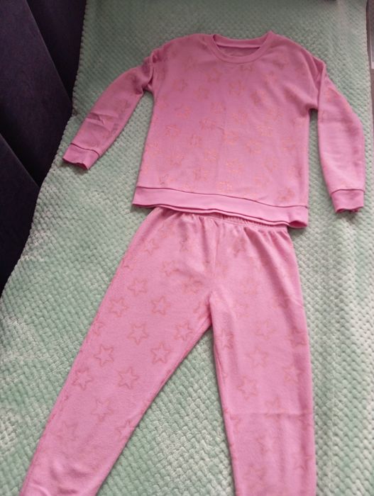 R. 146-155 piżama polarowa, różowa w gwiazdki, ciepła