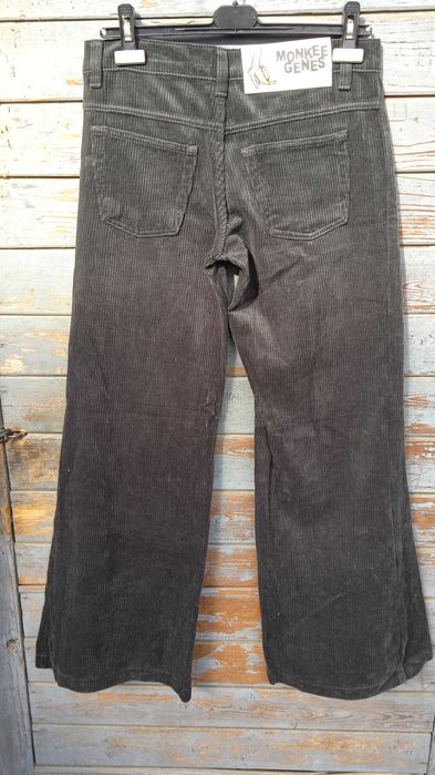 Spodnie damskie sztruksowe 30 monkee genes szerokie nogawki khaki