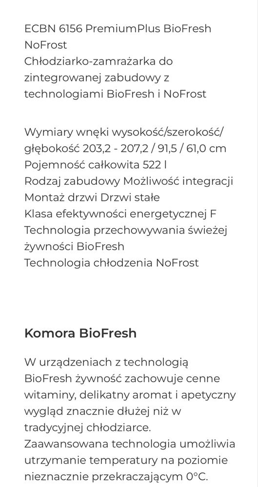 Lodówka Liebherr ECBN Premium Plus BIO FRESH NO FROST 6156