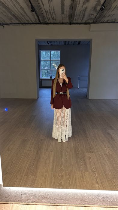 Кружевная юбка с шортами с разрезом | Юбка кружевная с воланами