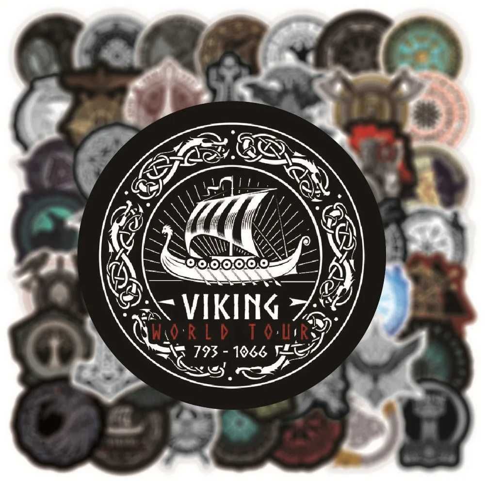 Набор стикеров в стиле викингов пиратов кельтов и символов руны 50шт.