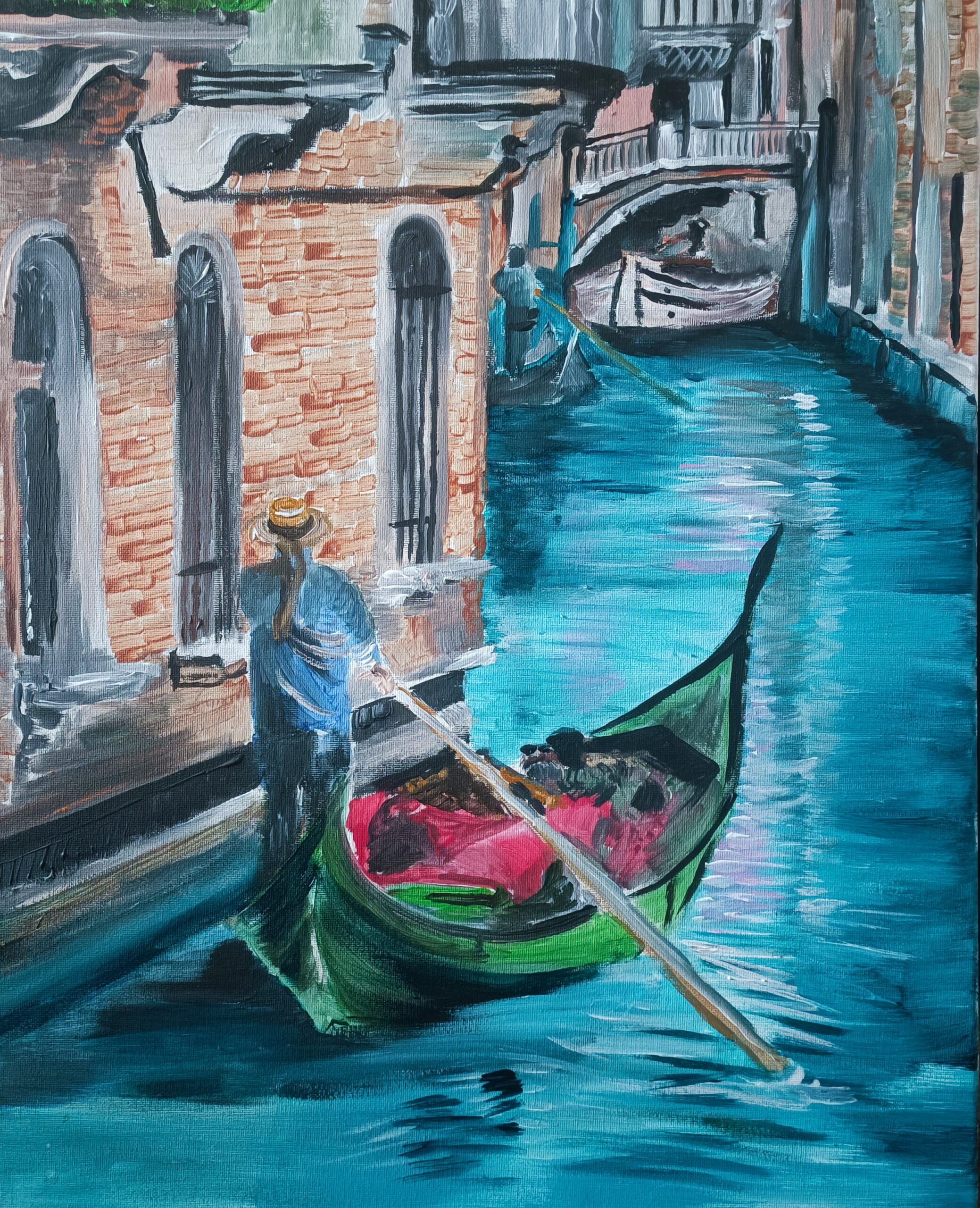 Gondolier na gondoli Wenecja