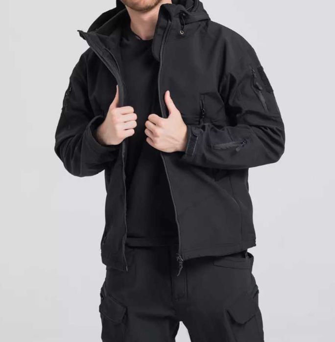 Чоловічий костюм Softshell Чорний тактичний демісезонний спортивний