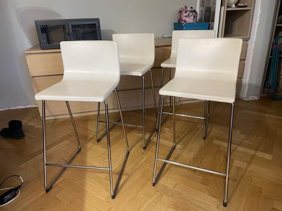 2 hokery skórzane wysokie krzesła IKEA BERNHARD