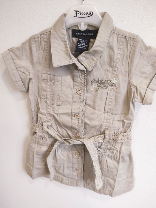 sukienka szmizjerka koszulowa  tunika wiązana krótki rękaw