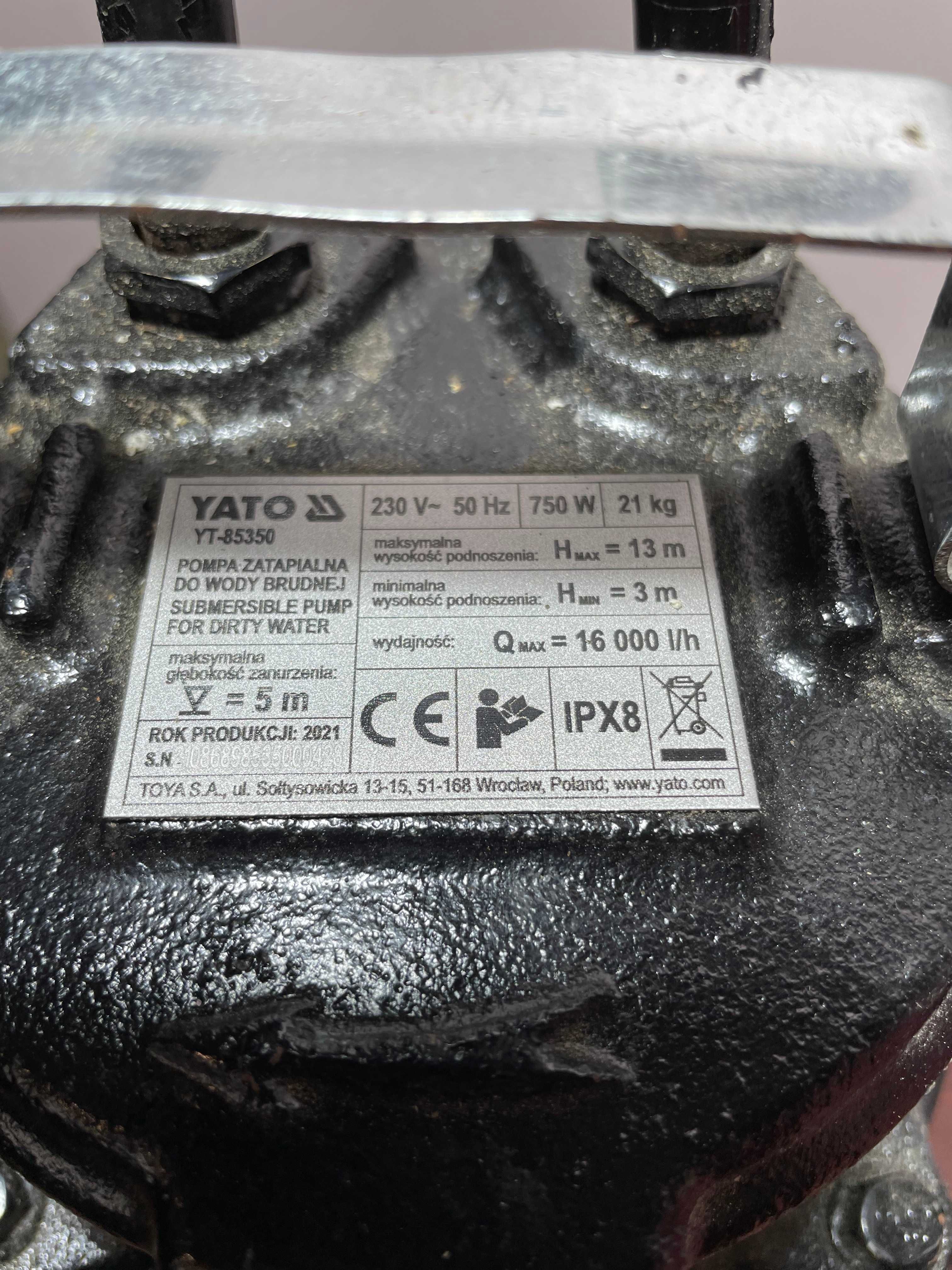 #7.10 Żeliwna pompa z rozdrabniaczem YT-85350 yato - OKAZJA