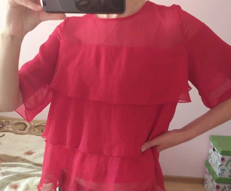 Bluzka Orsay 36 hiszpanka czerwona falbanki