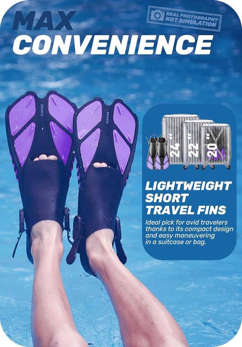 Płetwy do nurkowania CAPAS, regulowane, rozmiar L/XL, 42-47, fioletowe