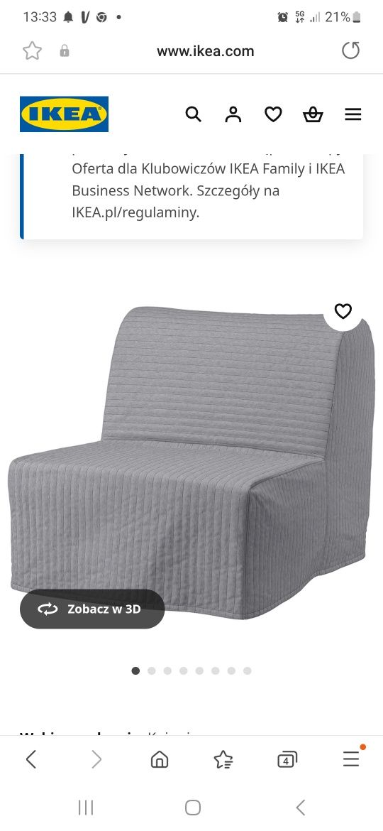 LYCKSELE 
Fotel rozkładany ikea