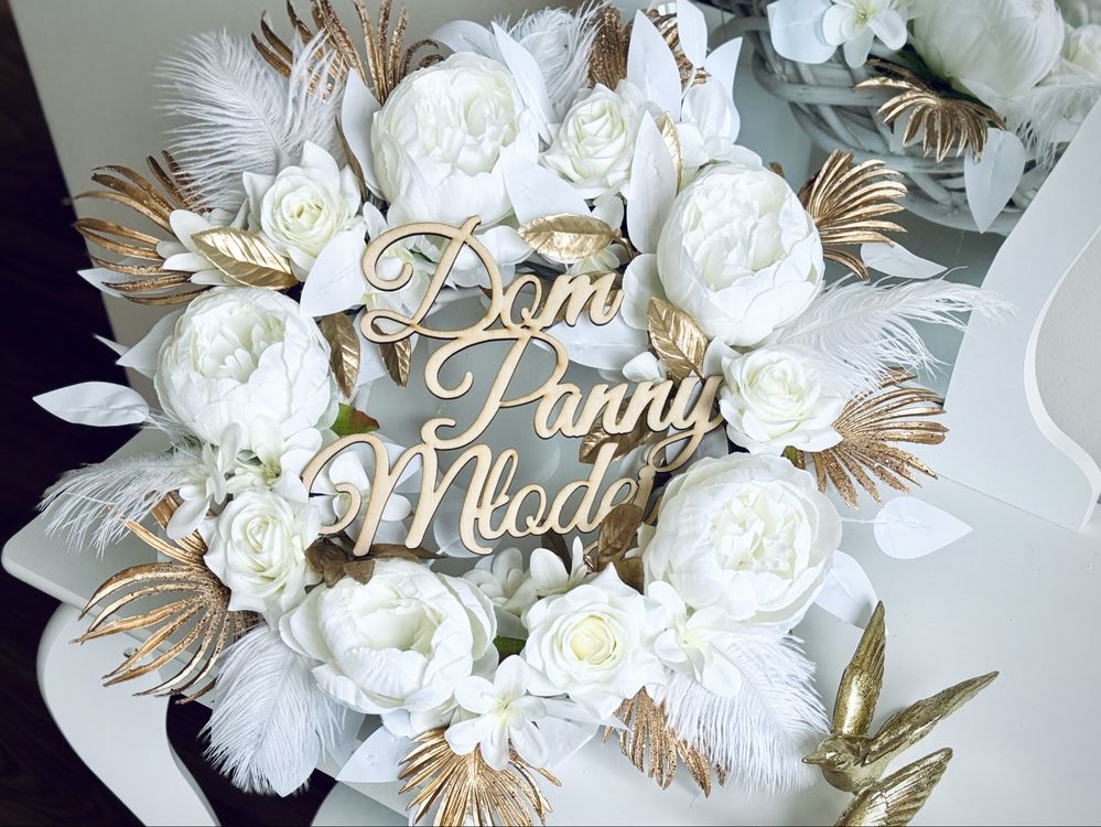 Wianek pióra boho Dom Panny Młodej/Dom Pana Młodego Ślub Wesele