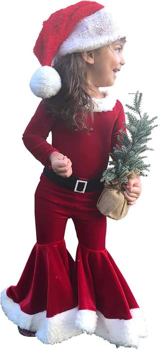 Kompletny strój świątecznej MIKOŁAJKI 3 aksamit Roz. 98/104cm Q614