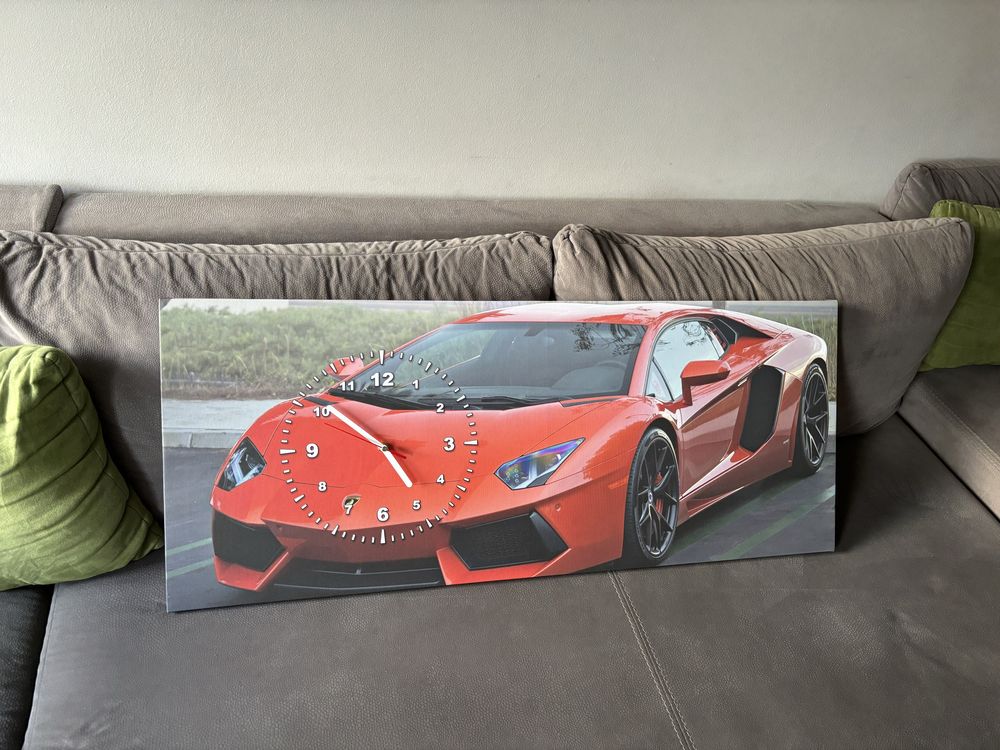 Duży Obraz na ściane Lamborghini z zegarkiem