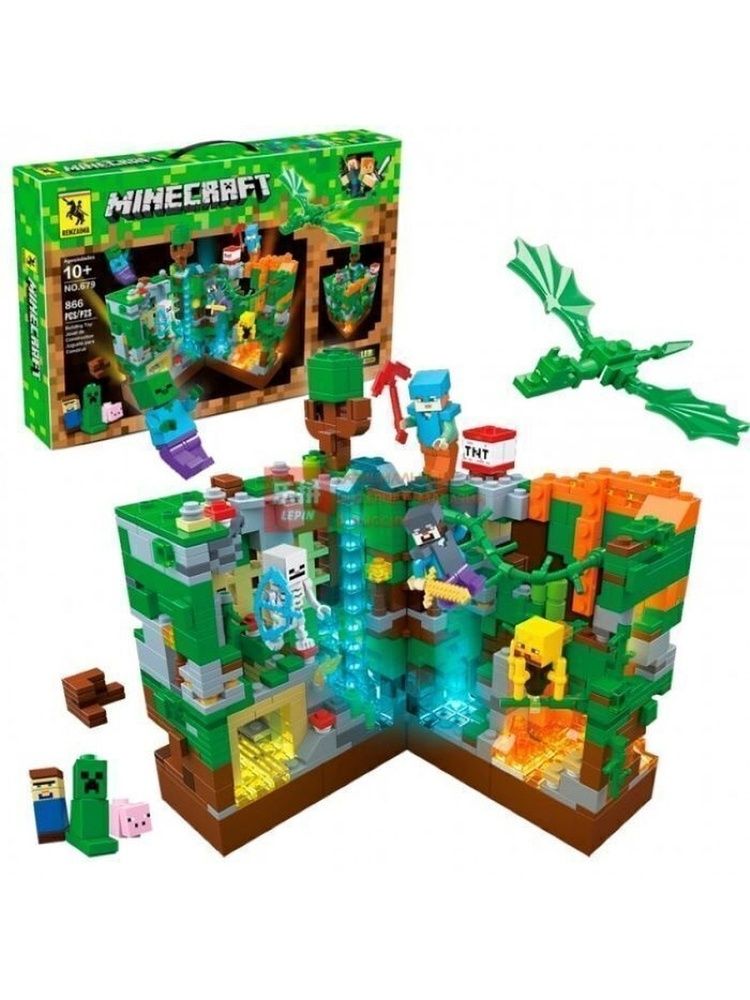 Конструктор Лего Minecraft Битва в джунглях, 866 деталей