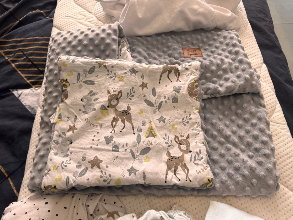 Łóżeczko niemowlęce 120x60 z szufladą + materac + pościel + nakładki