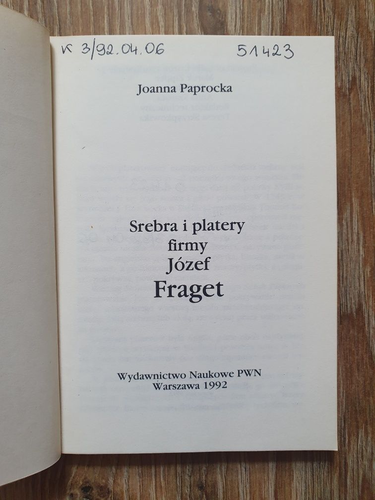 Srebra i platery firmy Józef Fraget - Paprocka