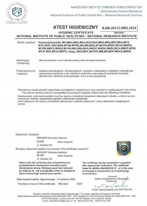 Przejście dachowe wpust do przewodów klimatyzacji