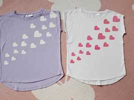 T-shirty 2-pak fioletowy biały w serca 152/158