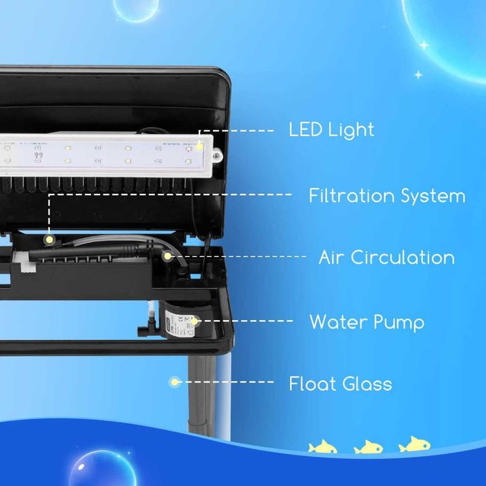 Aquário NOBLEZA 14L Novo, na caixa (kit completo com filtro e luz LED)