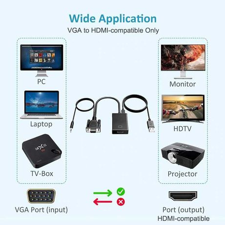 Адаптер переходник конвертер с VGA на HDMI+звук