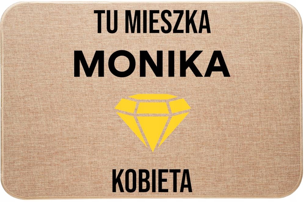 wycieraczka wejściowa   z lnu tu mieszka imię diament kobieta
