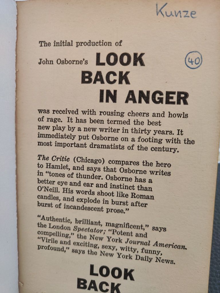 Look Back in Anger by John Osborne