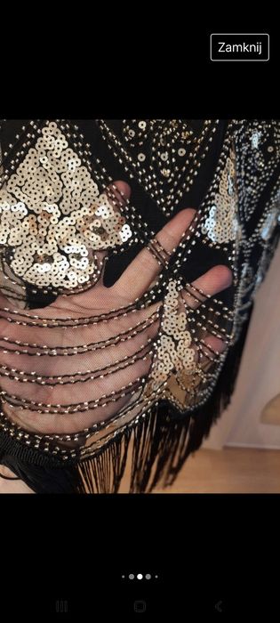 Sukienka czarno-złota z cekinami I frędzlami L/XL