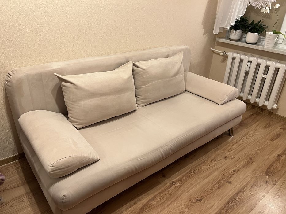 Kanapa/ sofa jasnobeżowa Agata - rozkładana z funkcją spania