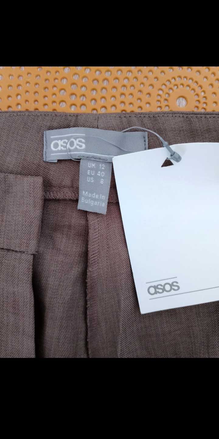 Brązowe szerokie spodnie Asos rozmiar 40 nowe