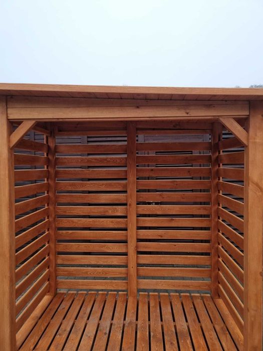 Drewutnia ogrodowa drewniana 2 x 1,1m, solidna wiata na drewno opałowe