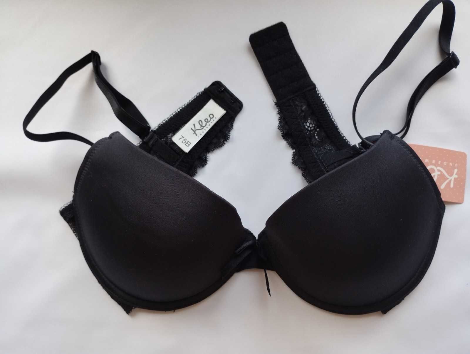 Biustonosz czarny elegancki KLEO w rozmiarze 75B