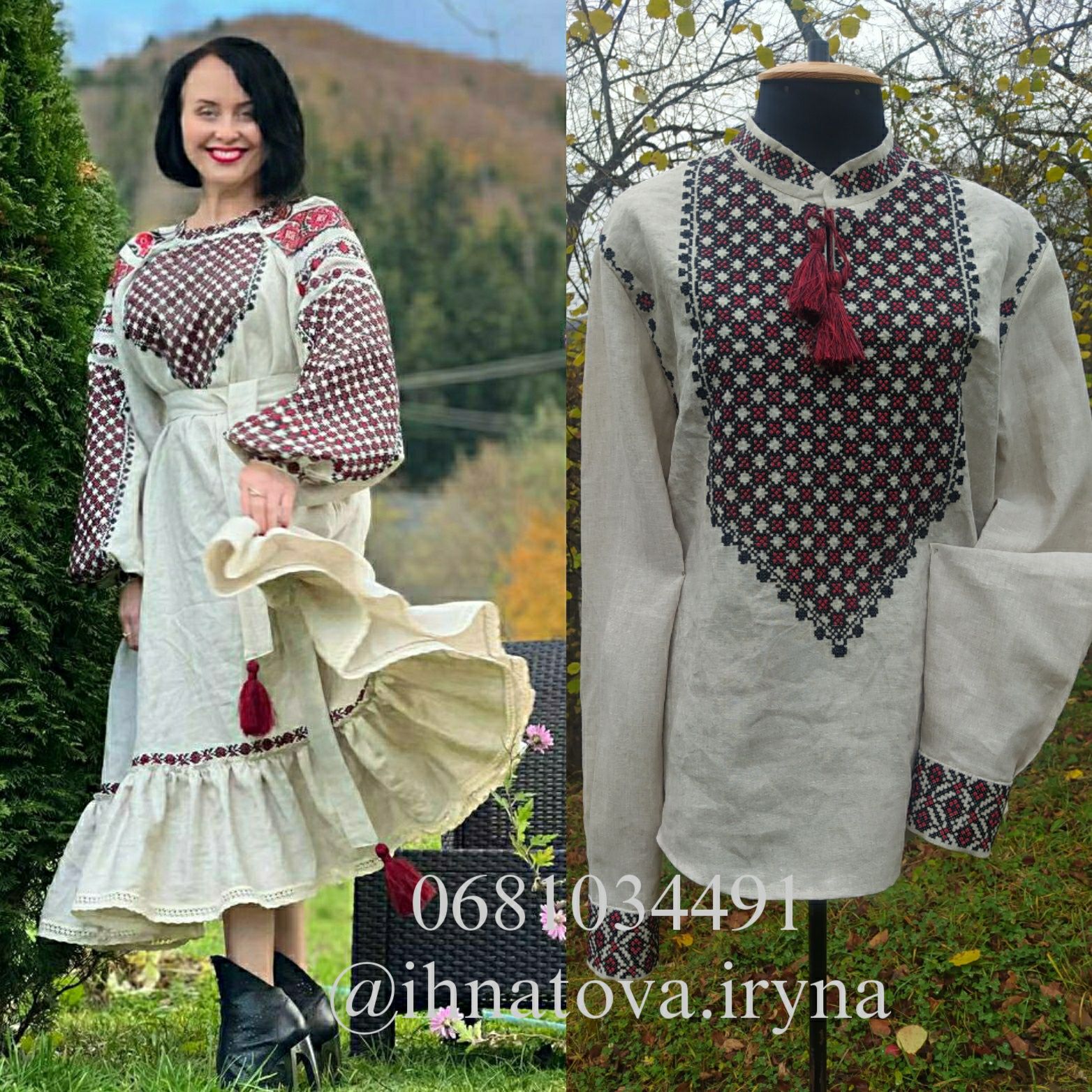 Вишита лляна автентична сукня, сорочка