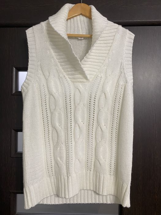 Damski sweter z dekoltem w serek  kamizelka Bezrękawnik