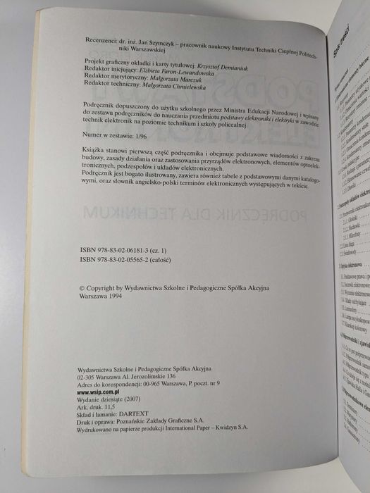 Podstawy Elektroniki Część Tom 1 i 2 B. Pióro, M. Pióro WSiP Wyd. 2007